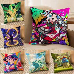Bandai | Pokemon Classic Character Series Plush Pillow Cover Soft Short Plush Cushion Cover For Sofa Bedroom Home Decor Gift