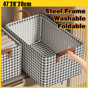 Steel Frame Foldable Clothes Storage Box Foldable Closet Washable Wardrobe Organizers Linen Storage Box High Capacity Washable Clothing Storage Boxes for Closet