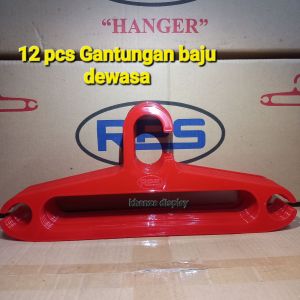 12 pcs hanger baju dewasa ukuran 17 inc merah marun
