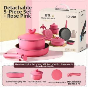 CAROTE | Detachable Handle Non-Stick Titanium Cookware Set