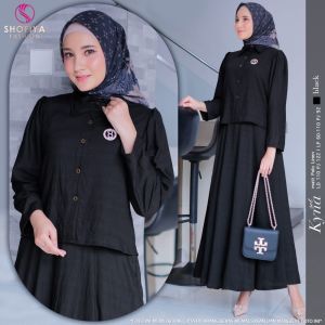 Kyna One Set Rok Polos Bahan Polo Linen