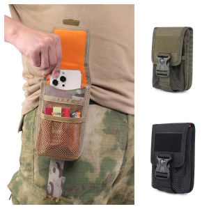 1000D ยุทธวิธี 7 นิ้วเข็มทิศ double-Layer กระเป๋าโทรศัพท์ MOLLE เข็มทิศล่าสัตว์กลางแจ้งเอวกระเป๋ากีฬาทนทานโทรศัพท์เข็มขัดกระเป๋า