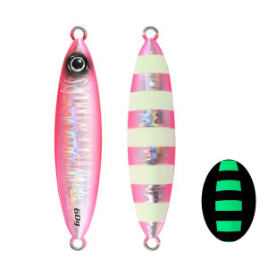 JIGGING PRO Slow Pitch Metal Jig 40g 60g 80g Shore Jigging Lure Glow Sea Fishing Lure Bass Trout Artificial Baits