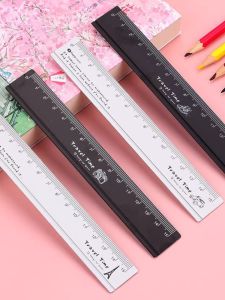 Gimen Ruler 15cm Aluminum Ruler Silver Black Measuring Scribing Length Ruler Kids a Scale Minimalist Metal Texture Ruler