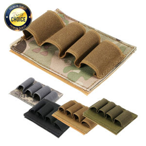 Tactical 12/20Ga 4 Round Ammo Carrier Holder Shotgun Shell Molle Nylon Magazine Pouch Panel Flashlight Pen Organizer