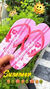 รองเท้าแตะดีไซน์เก๋ Summer Vibes Flip-Flops สไตล์ซัมเมอร์ สำหรับผู้ใหญ่ผู้หญิง ผู้ชายขนาด36-41 สีสันสดใสเหมาะกับหน้าร้อน