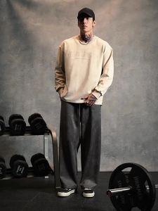LUJIAMEN | Thickened Suede Knit Loose Straight Trousers Mens Pants