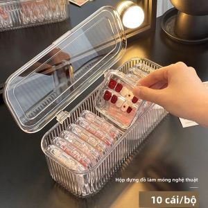 10 Hộp Đựng Móng Tay Acrylic Trong Suốt Chống Bụi Tiện Dụng Cho Salon Đựng Và Trưng Bày Móng Giả