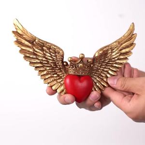 1PC Phong Cách Châu Âu Nhựa Trang Trí Tường Mạ Vàng Vương Miện Hình Trái Tim Cánh Cánh Vàng Phong Cách Hiện Đại Trang Trí Nhà Phụ Kiện