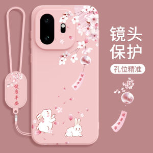 Pink Silicone Full Lens Protection Shockproof Phone Case with Lanyard Peace and Joy Pattern