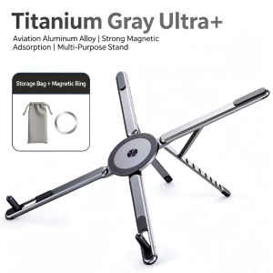 Portable Magnetic Phone Holder & Selfie Stick 3-in-1 Foldable Tripod Stand for iPhone iPad Tablet Laptop Desktop Use