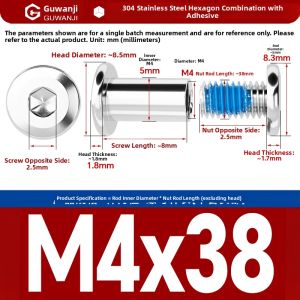 GUWANJI | Anti-Loosening 304 Stainless Steel Hex Head Screws