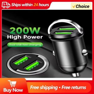 Mini 200W PD QC Pull Ring Fast Charging Car Charger USB C Car Phone Charger Adapter For iPhone 13 12 Xiaomi Samsung Huawei Power