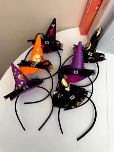 Băng Đô Cài Tóc Đính Nơ In Họa Tiết Hoạt Hình Vui Nhộn Cho Bé Dịp Halloween