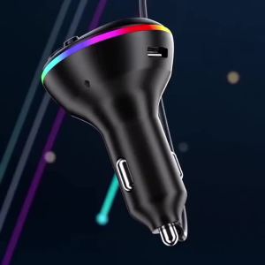 KEBIDU | Bluetooth 5.0 FM Transmitter Car MP3 Modulator Player Handsfree Audio Receiver PD+USB Phone Charger With 3 in 1 Charge Cable