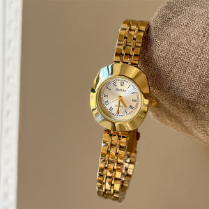 Fashionable Roman Scale Ladies Watch Chain Design Pointer Style Steel Band Quartz Movement round Alloy Case BARSH 9520
