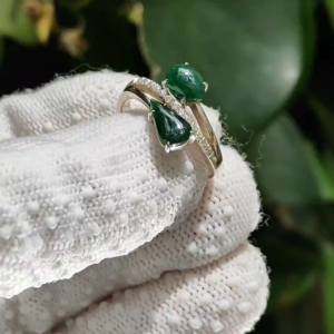 Water Element Jade Ring 💧- Deep Forest Energy (Sku: s925ring32)