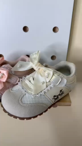 SUKA Girls Shoes Ribbon Bow Pearl Anti Slip Birthday Gift Kasut Budak Perempuan (Size 28-36) 8384