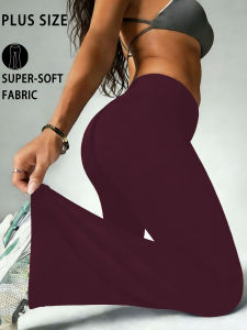 Plus Size Ladies High-Rise Flared Yoga Trousers with Leg Bottom. Perfect for Yoga or Casual.