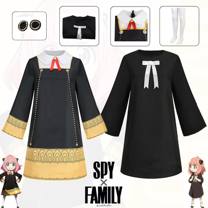 Anime Anya Forger Cosplay Costume For Adult Kid Anya Dress Suits Black Long  Sleeves Dress Uniform Halloween Carnival Party Clothes