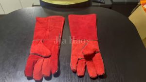 JX Fireproof Durable Cow Leather Welder Gloves Anti-Heat Work Safety Gloves Welder Gloves Construction Gloves A Pair