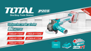 Total Li-ion 20V Brushless Angle Grinder TAGLI261021