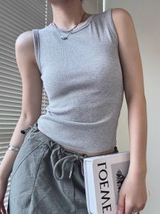 Áo Vest Leo Núi Không Tay Cổ Tròn Màu Xám Gợi Cảm Dành Cho Nữ Áo Khoác Ngoài Ôm Vừa Vặn Có Đệm Ngực Thiết Kế Vai Rộng