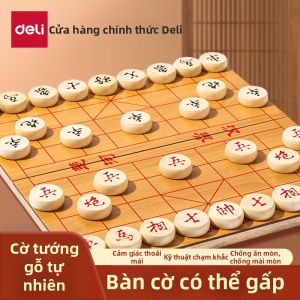 deli |Cờ tướng nam châm di động cỡ lớn quân cờ bằng gỗ có thể gấp gọn