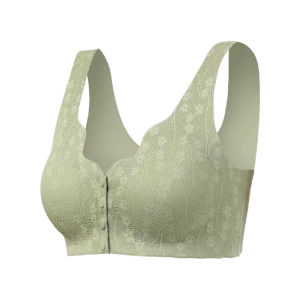 Wireless Front-Closure Vest-Style Bra Luxury Nylon Fabric Full Cup Underwear for Middle-Aged Women Seamless Large Size