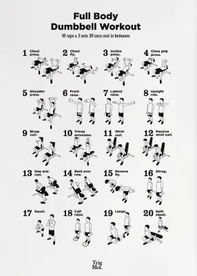 Dumbbell Gym Chart Poster Prints Fitness Workout Training Exercise Canvas Painting Black White Art Home Decor Cuadros