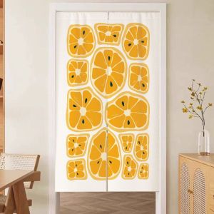 VIKAMA Simple Cartoon Fruit Japanese Door Curtain Abstract Printed Noren Aesthetic Kitchen Entrance Partition Curtain Home Decor