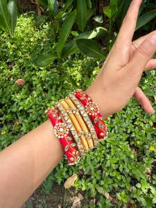 Premium Silk Thread Bangles Red and Gold/ Indian bangle/ bangles/ Pooja gifts/ return gifts