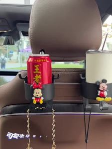 Mickey kereta barang-barang beg loket pemegang cangkuk kereta tempat duduk kembali cangkuk comel kartun minuman cawan pemegang kecil cangkuk tempat duduk belakang penyimpanan