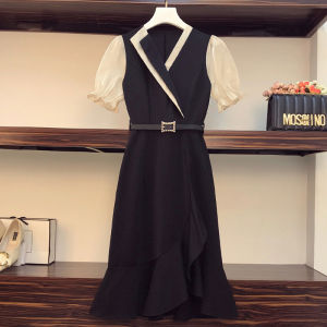 ชุดเดรสยาวทรงเอเข้ารูปสไตล์ใหม่สำหรับคุณแม่วัยกลางคน ทรงสลิม เอวเข้ารูป ทรงสง่างาม ชุดลำลองสำหรับคุณแม่วัย 40 ปี