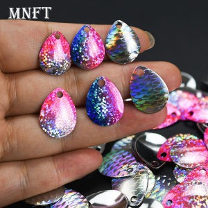 MNFT 20Pcs Holographic Fishing Spinner Blades DIY Lure Making Parts Colorful Fish Scale Spoon Blanks