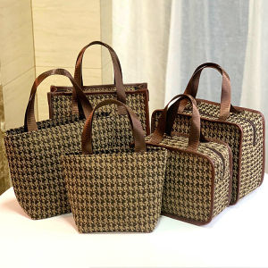 กระเป๋าผ้าใบทรงโตสำหรับใส่เครื่องสำอางและของใช้ประจำวันสำหรับผู้หญิง กระเป๋าถือแบบลำลอง กระเป๋าสะพายไหล่แบบหนังสัตว์แท้