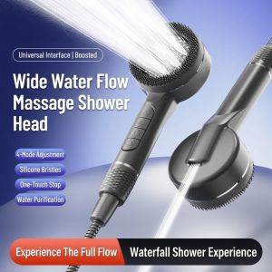 High Pressure Filtered Shower Head With Gentle Massage Bristles Deep Water Purifier For Healthy Skin 4 Modes