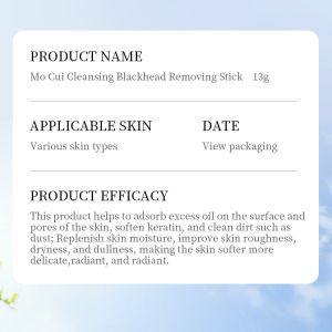 Blackhead Cleaning Stick Refreshing Blackhead Cleanser Mud Stick Hydrating Clear and Transparent