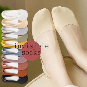 5Pairs Ultra-thin Invisible Low Cut Socks Womens Summer Silicone Anti-slip Mesh No Show Ice Silk Solid Boat Socks