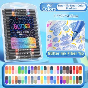 Dual-tip Dual-color Glitter Marking Pen