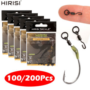 Hirisi AE008 100/200Pcs Carp Fishing Swivels Snaps Solid Ring Quick Change Connector Terminal Tackle Accessories for Coarse