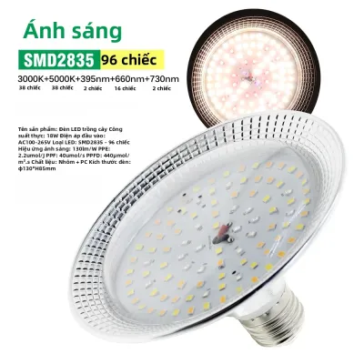 Đèn LED Phát Triển Quang Phổ Đầy Đủ E27 18W Sunlike Phytolamp Dành Cho Cây Trồng Đèn Trồng Cây Thủy Canh Trong Nhà Kính Có Ổ Cắm E27