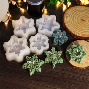 3D Christmas Flat Snowflake Leaf Patterned Silicone Candle Mold DIY Make Handmade Aromatherapy Candles Soap Gypsum Craft