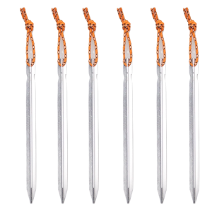 6Pcs Canopy Tent Pegs Aluminum Alloy Outdoor Garden Stakes Ground Nail With Cord For Camping Backpacking Hiking Tent Accessories