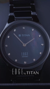 Đồng hồ nữ TITAN Edge Ceramic Diamonds dây Solid Ceramic mặt 34MM dây màu đen 2653NC02