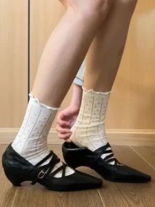 CAIZINI | French Style Pointed Toe Cross Strap Coarse Heel Womens Shoes