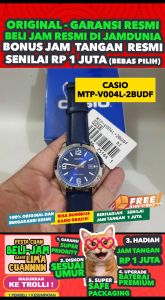 CASIO ORIGINAL - CASIO MTP-V004L-2B - Men - Biru - Kulit Band - NEW - Jam dunia JD18ST
