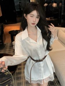 GUZILIAN | Áo Sơ Mi Dài Tay Phong Cách Anh Quốc Cổ POLO Dáng Suông Giảm Cân Trung Bình