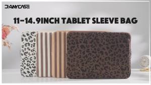 DANYCASE 11‑14.9 Inches Corduroy Striped Tablet Sleeve Bag Soft Padded Shockproof Zipper Laptop Protective Cover Vintage Style Pouch for Girls