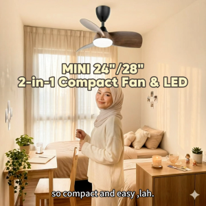 【Mini fan】REGAIR/INOVO MINI DC Motor Ceiling Fan with Light 24/28" 3Blade 16Speed 6000CFM Remote Control 12-year warranty